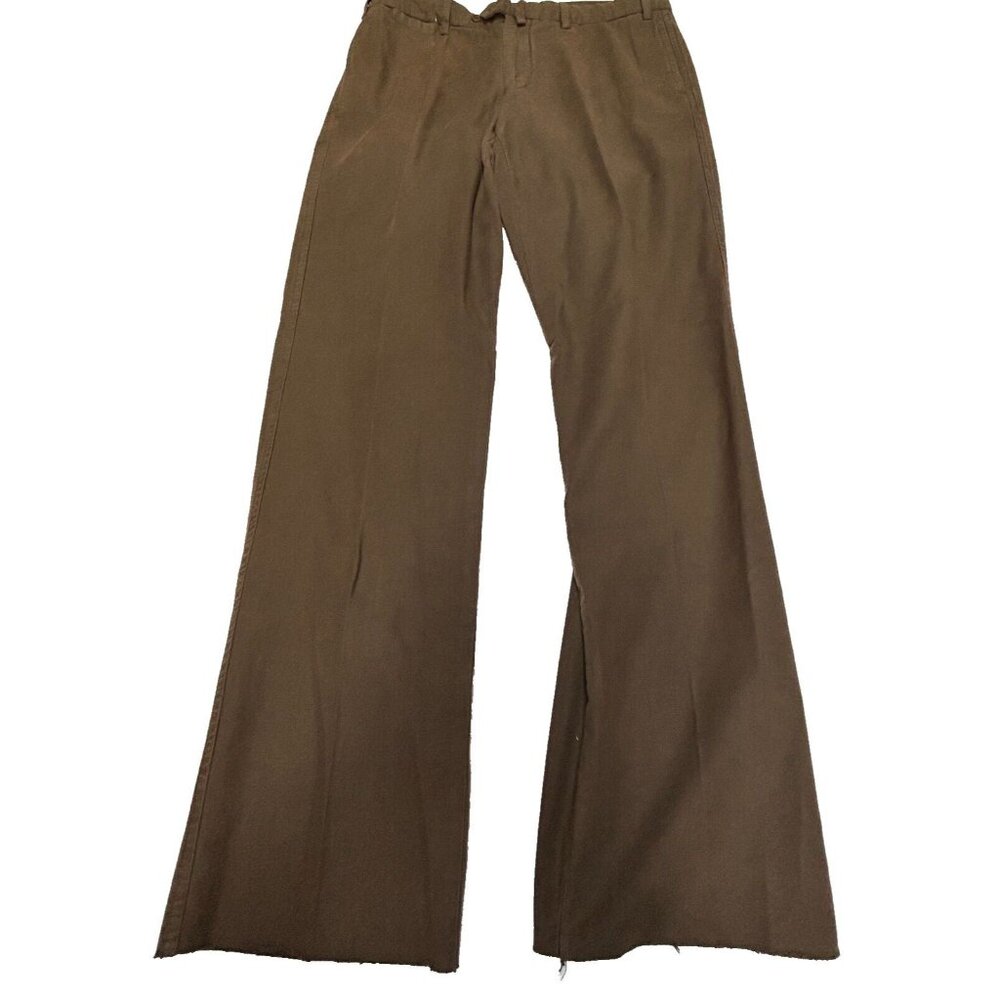Robert Talbott Carmel Mens Sz 38 Cotton Chino Pants Unhemmed Teak Brown New $70